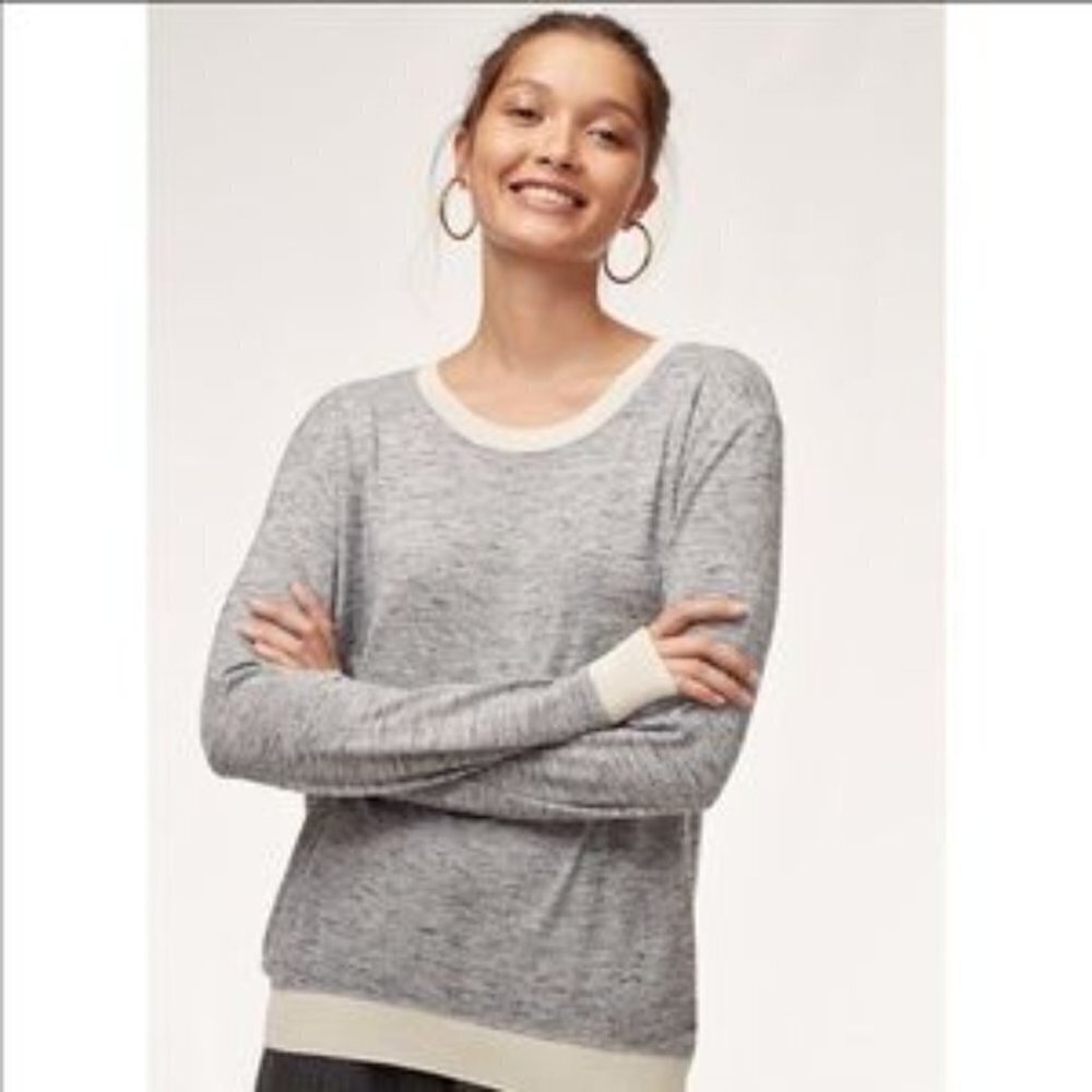 aritzia Wilfred Beri Grey Long Sleeve Top Textured Size S